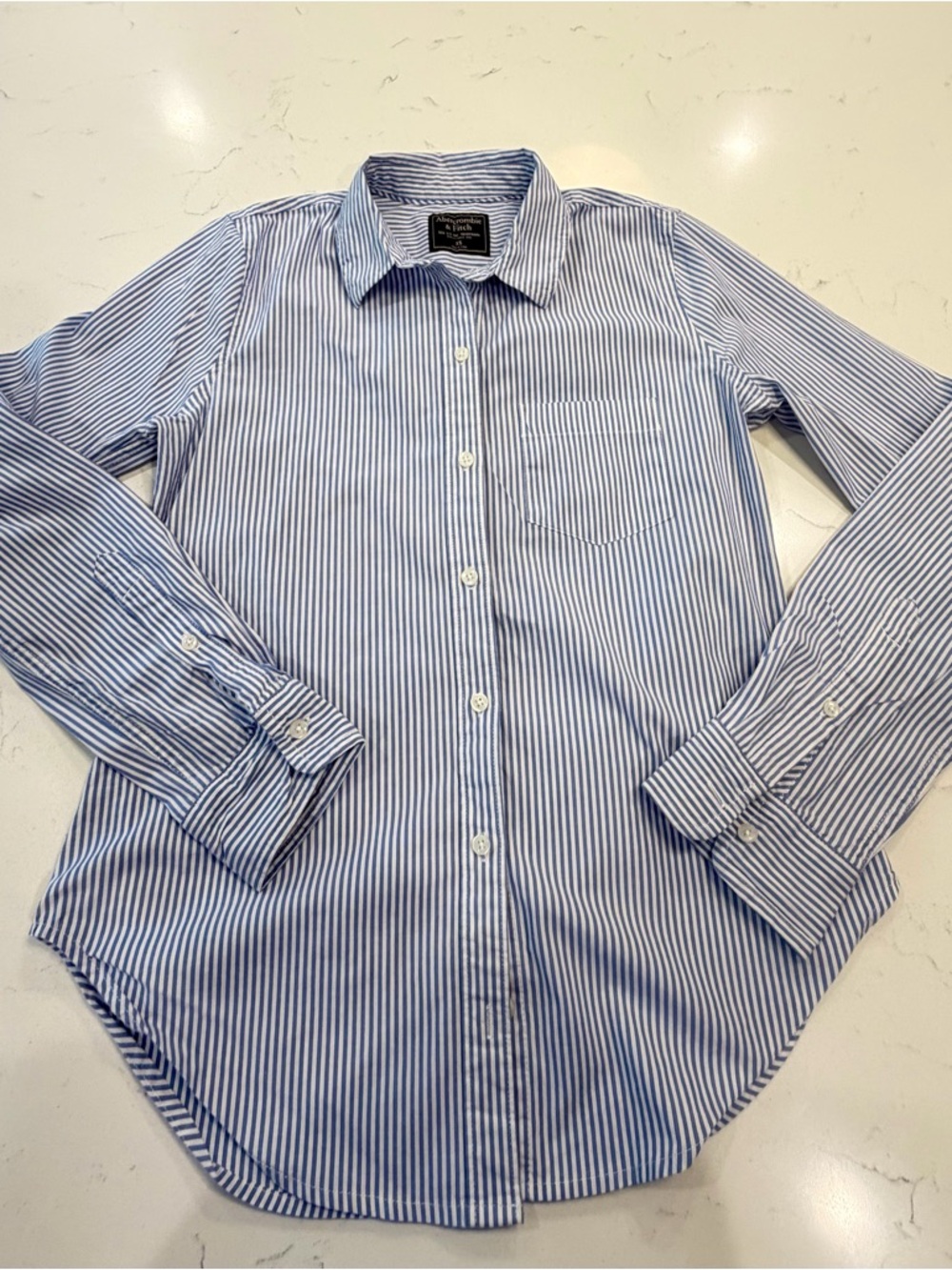 Abercrombie & Fitch Blue and White Striped Shirt - Picture 3 of 10